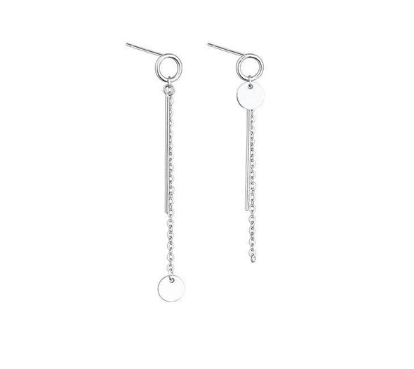 Disc Drop Asymmetrical Earrings