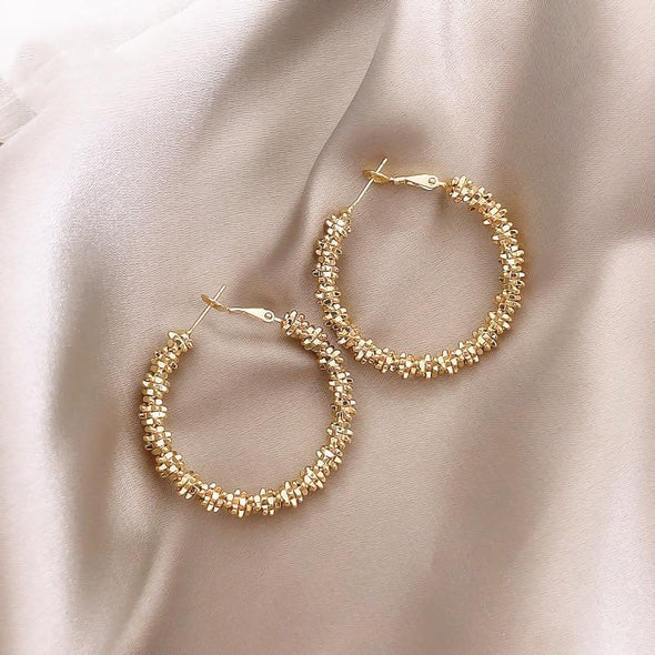 Gold Staple Hoops