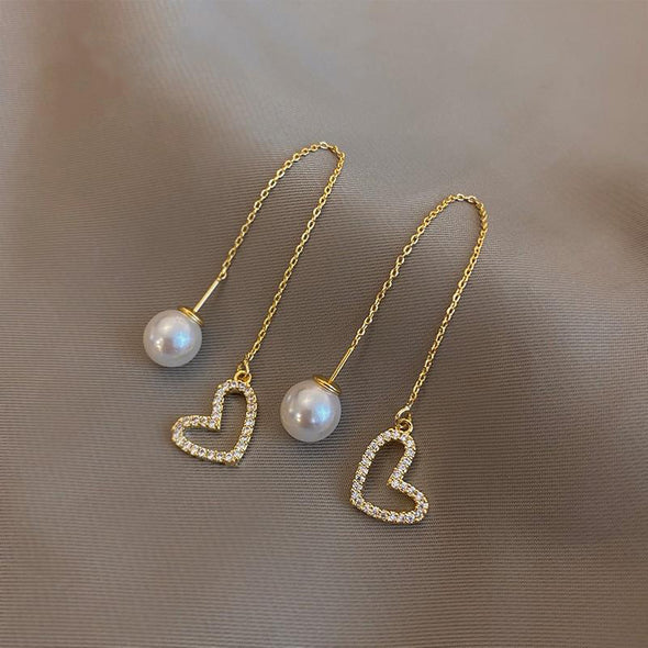 Peach Heart Drop Earrings