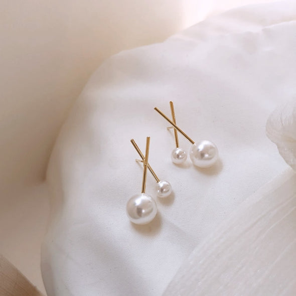 S&Y Double Pearl Stud Earrings