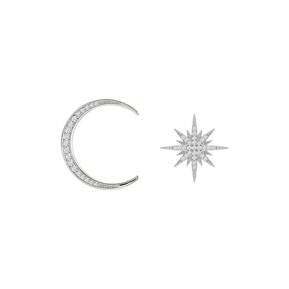 Moon and Star Asymmetrical Earrings