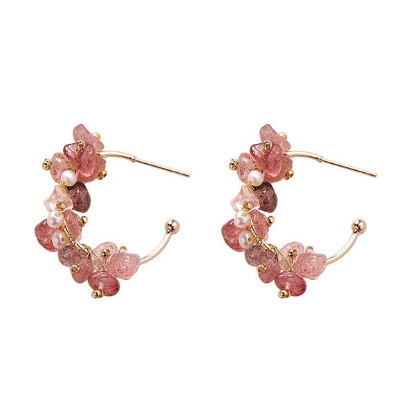 Irregular Stone Hoop Earrings