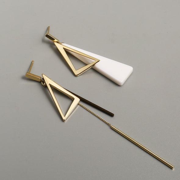 Ara's White Stone Asymmetrical Earrings