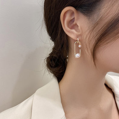 J&S Double Pearl Pin Drop Earrings