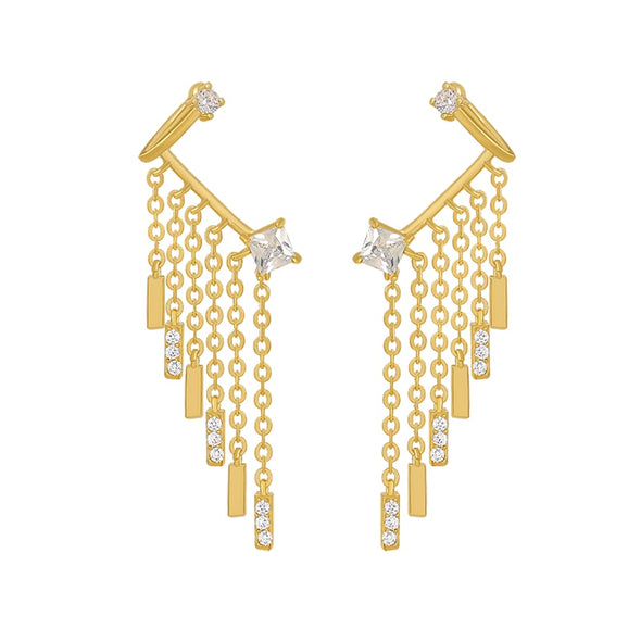 S&Y Gold Chandelier Cuff Earrings