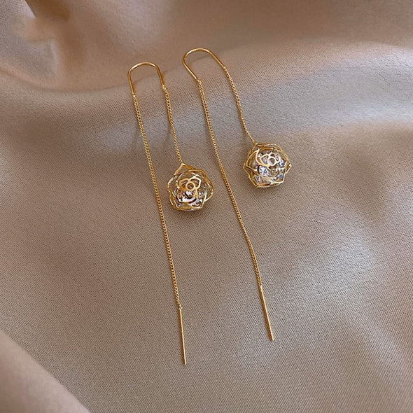 Hollow Flower Drop Earrings