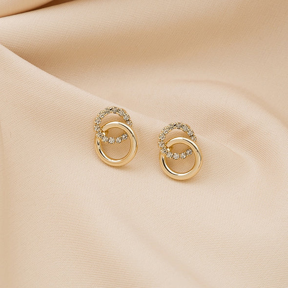 J&S Locked Hoops Stud Earrings