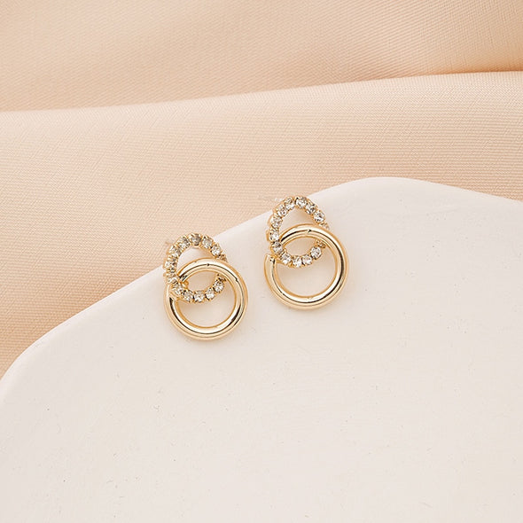 J&S Locked Hoops Stud Earrings