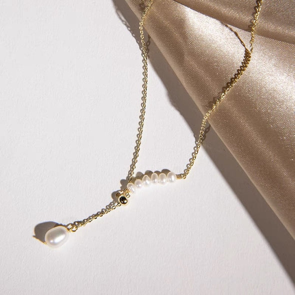 Pearl Line Drop Necklace