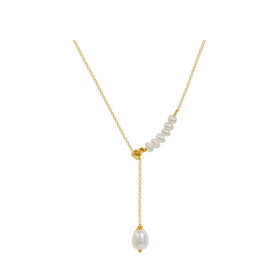 Pearl Line Drop Necklace
