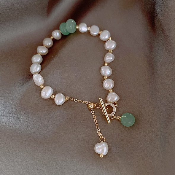 Opal Green Accent Charm Bracelet