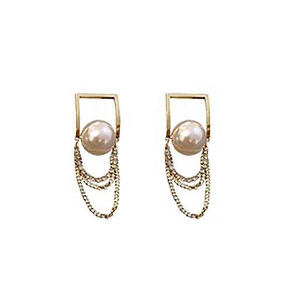 S&Y Pearl Chain Balanced Earrings