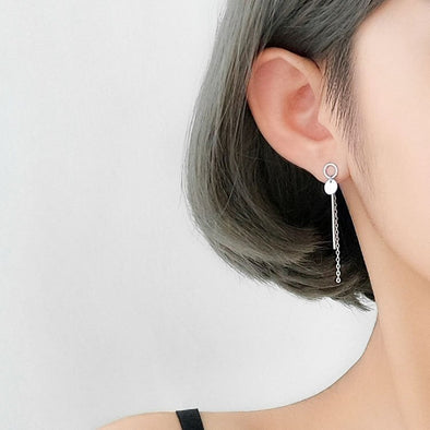 Disc Drop Asymmetrical Earrings