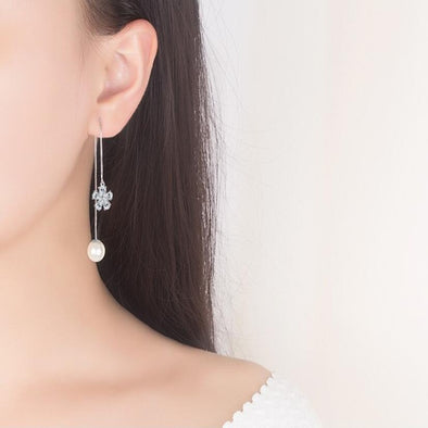 S&Y Ice Flower Pearl Drop Earrings