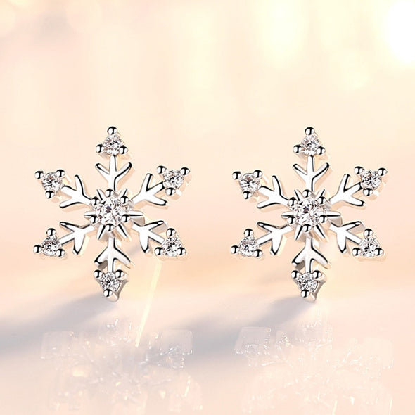 Rhinestone Snowflake Stud Earrings