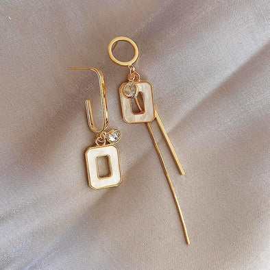 Ara's Stone Frame Asymmetrical Earrings