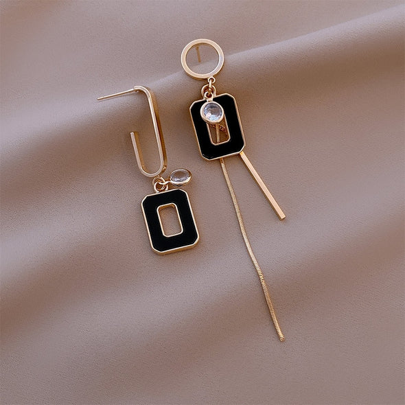 Ara's Stone Frame Asymmetrical Earrings