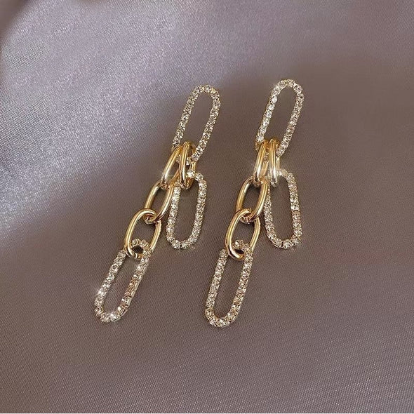 J&S Gold Statement Chain Drop Earrings