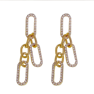 J&S Gold Statement Chain Drop Earrings