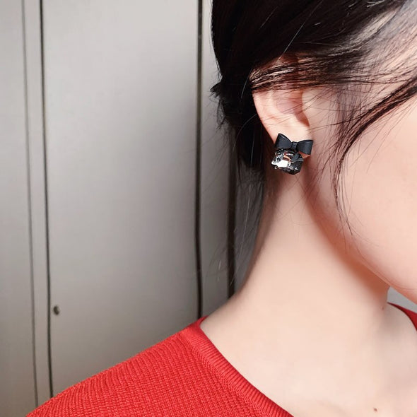 Black Bow and Prism Earrings