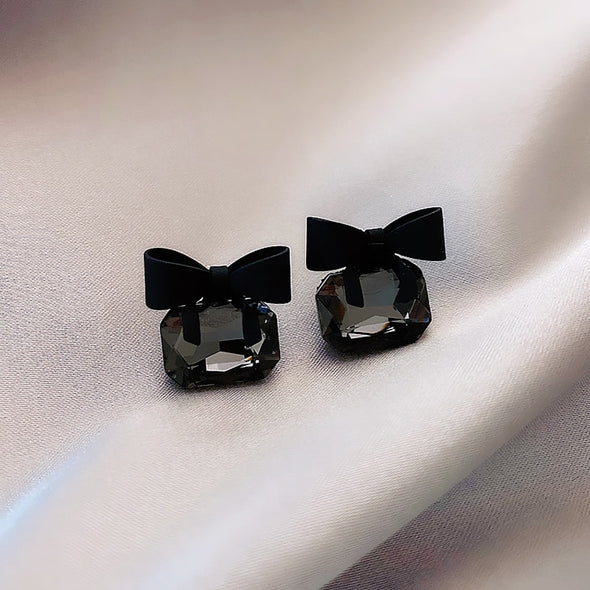 Black Bow and Prism Earrings