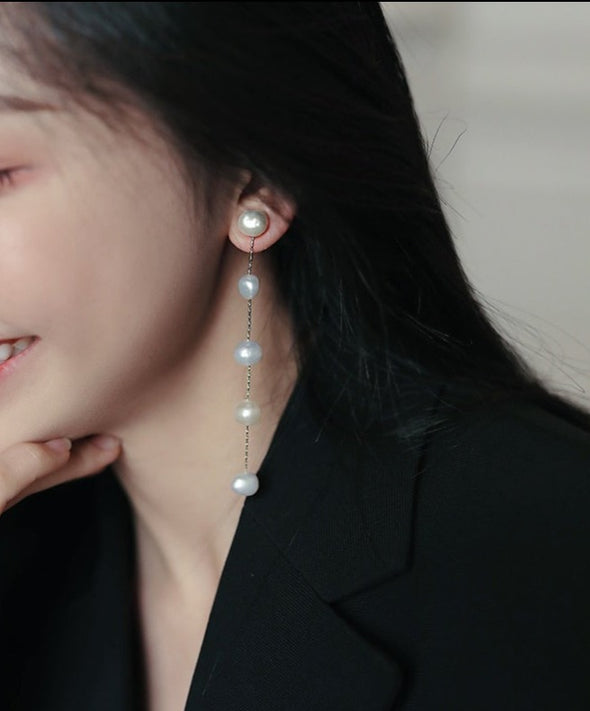 Ara's White Line Drop Earrings