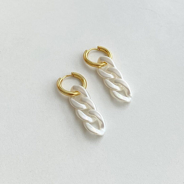 White Pattern Drop Earrings