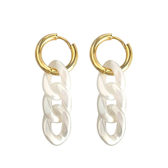 White Pattern Drop Earrings