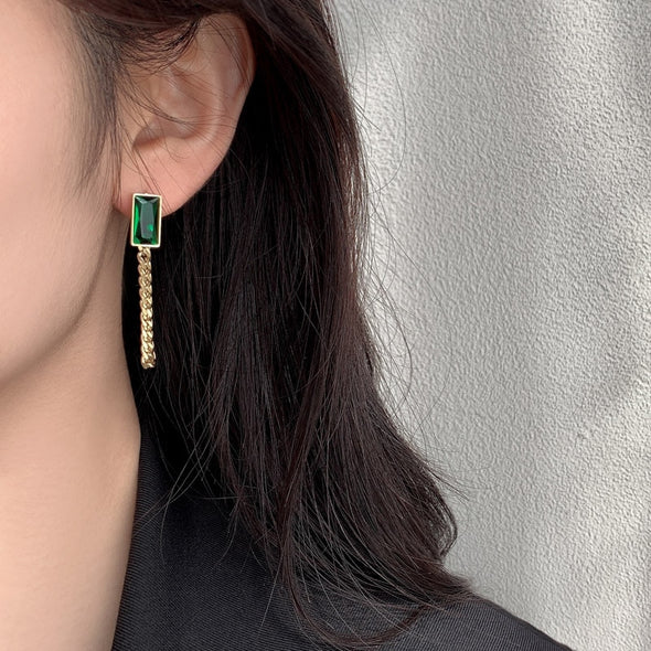 Emerald Palace Chain Drop Earrings