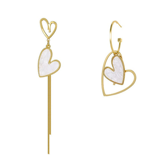 Framed Hearts Asymmetrical Earrings