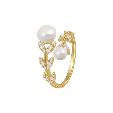 Double Pearl Open Ring