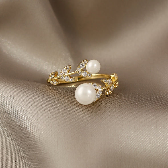 Double Pearl Open Ring