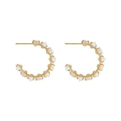 J&S Luxury Opal Line Hoop Earrings