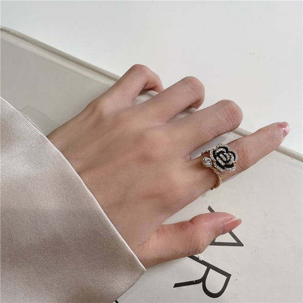 Black Camelia Ring