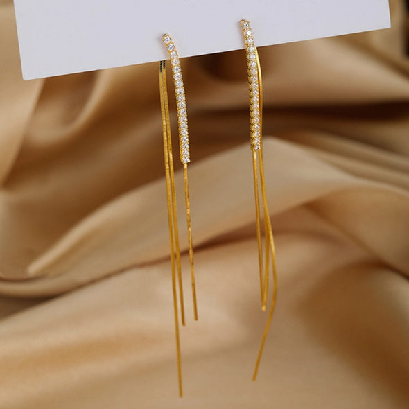 S&Y Rhinestone Bar Drop Earrings