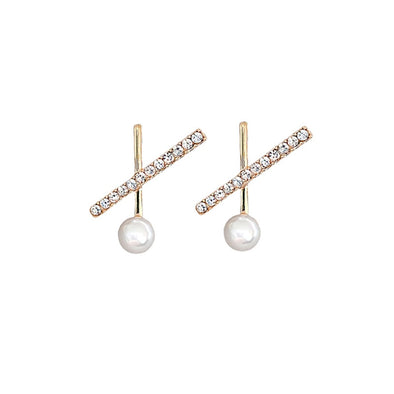 J&S Crossed Pearl Earrings