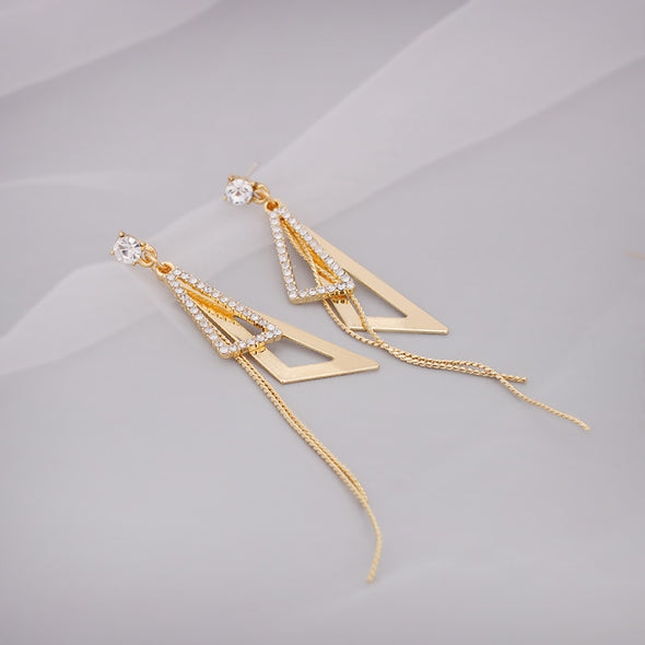 J&S Geometric Diamond Drop Earrings