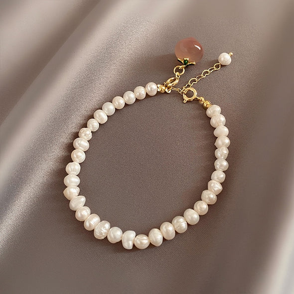 Peaches and Pearls Charm Bracelet