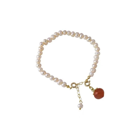 Peaches and Pearls Charm Bracelet