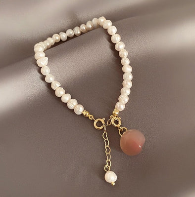 Peaches and Pearls Charm Bracelet