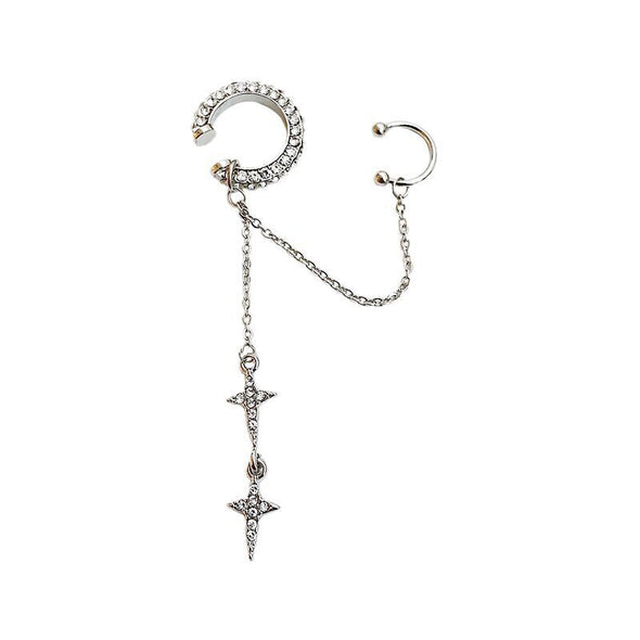 Double Ear Cuff Star Drop Earring