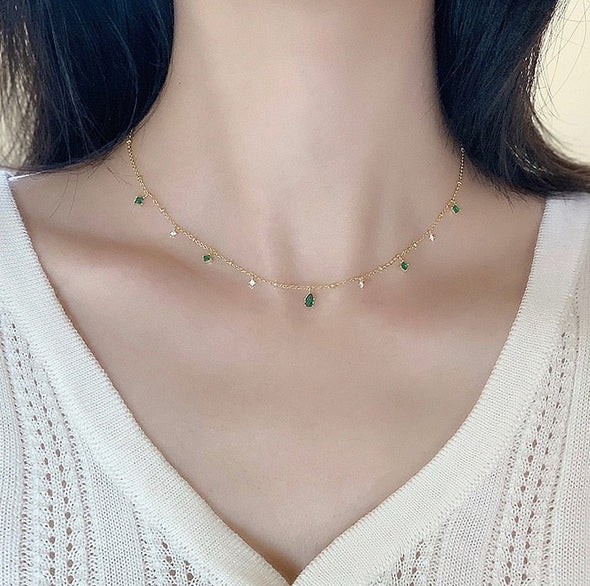 Green Droplets Necklace