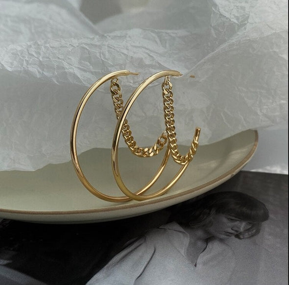 Top Chain Hoop Earrings