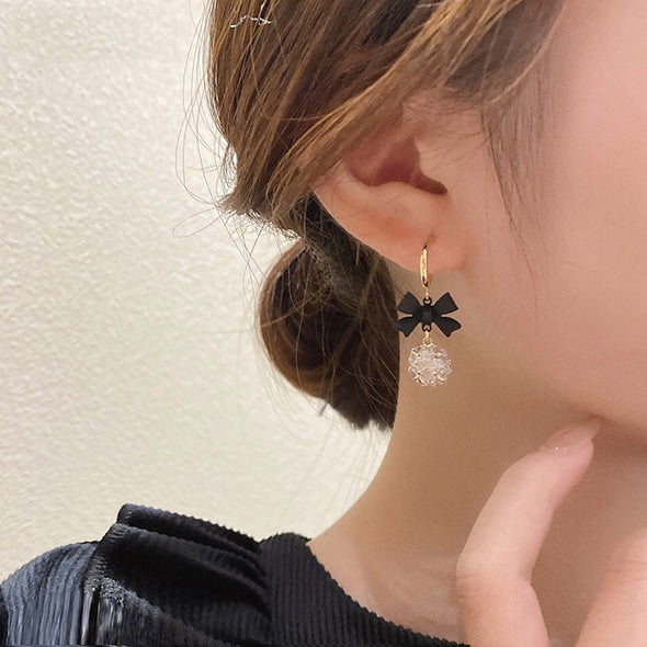 Black Bow Gift Earrings