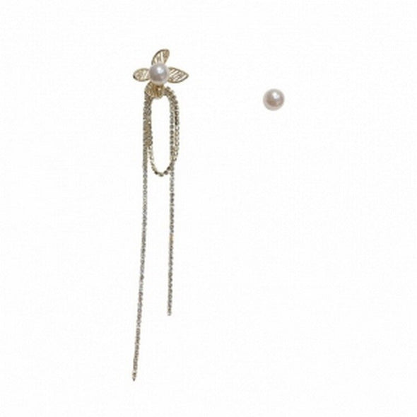 Pearl Flower Asymmetrical Earrings