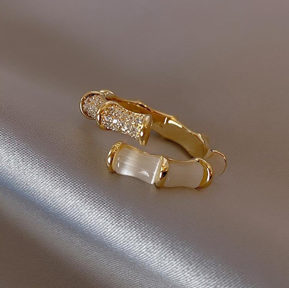 Opal Bamboo Detail Ring