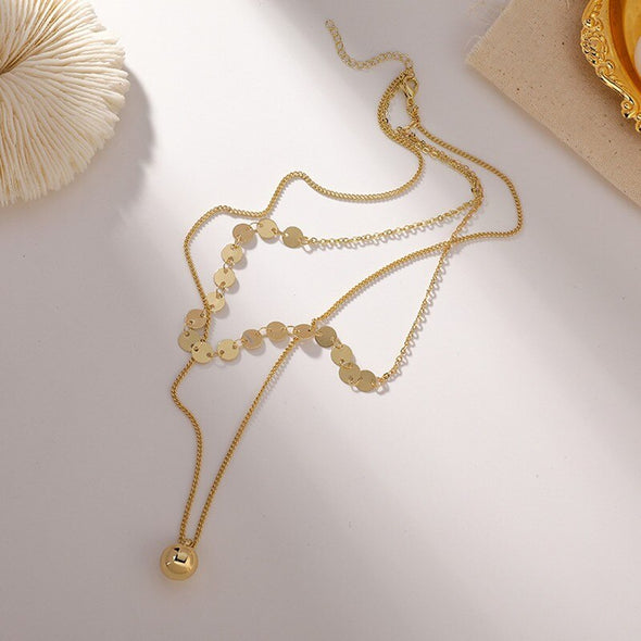 Gold Disc Line Necklace