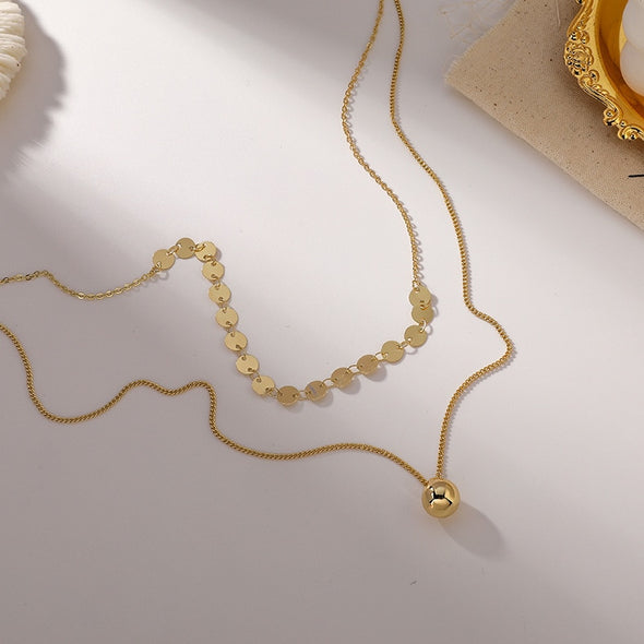 Gold Disc Line Necklace