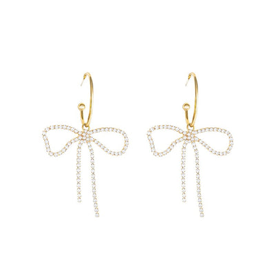 Rhinestone Bow Statement Earrings