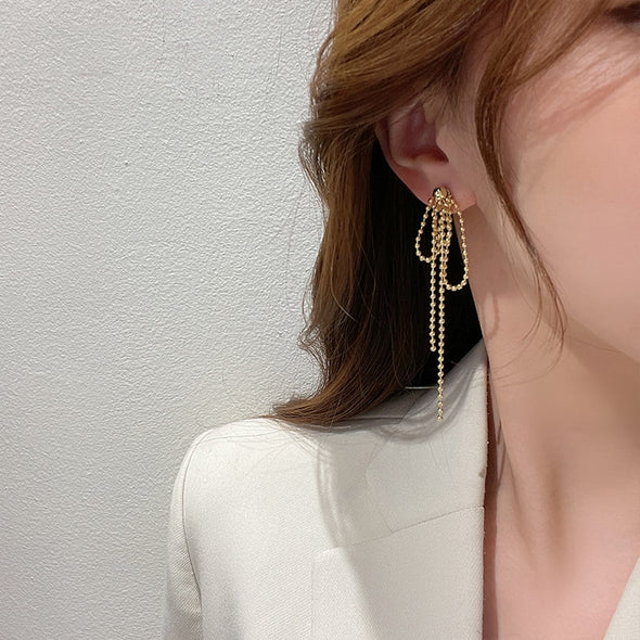 Gold Ribbon Drop Earrings